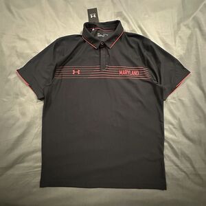 Under Armour Maryland Terrapins Shirt Mens XL Loose Black Chest Stripe Polo
